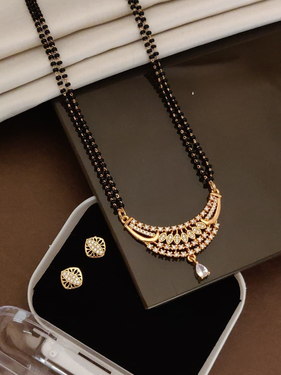 A.D. Diamond Mangalsutra With Earrings