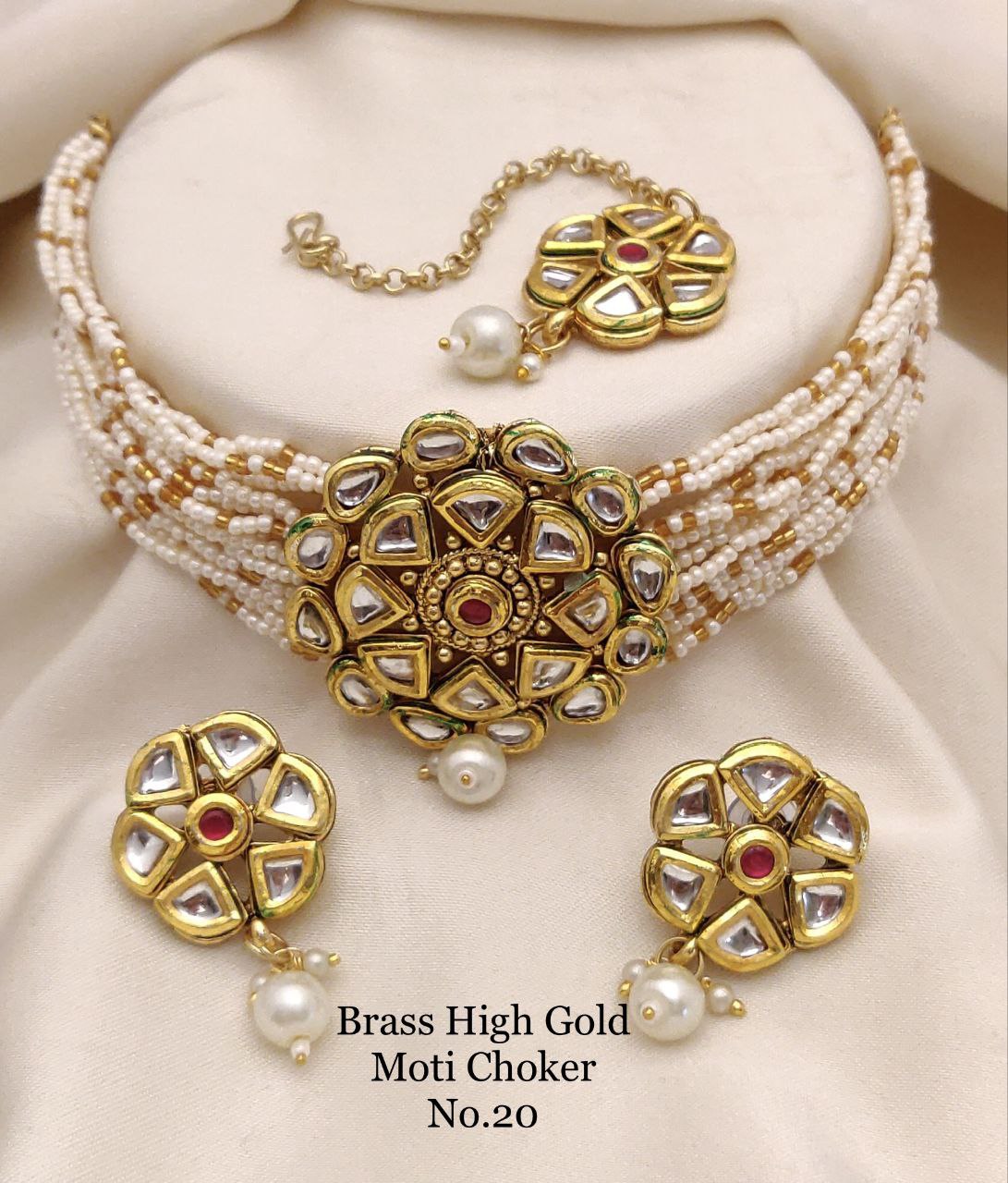 Traditional Pearl Beaded Stylish Moti Choker set