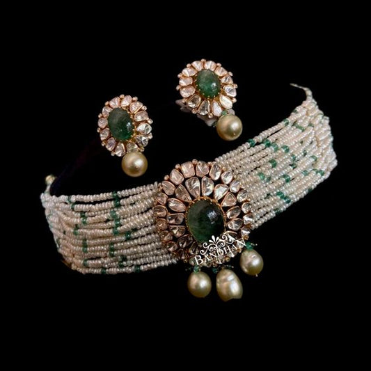 Traditional Pearl Beaded Stylish Moti Choker set