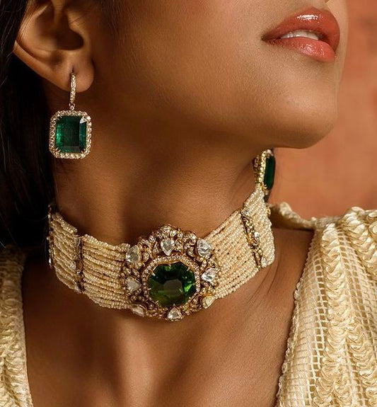 Traditional Pearl Beaded Stylish Moti Choker set