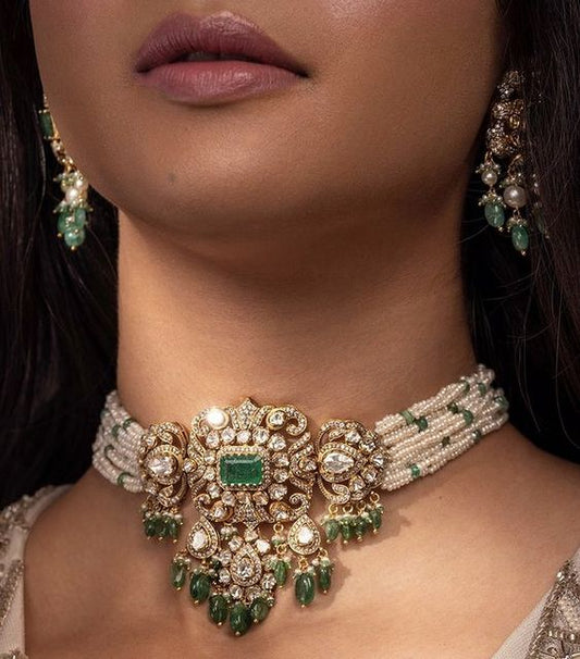 Traditional Pearl Beaded Stylish Moti Choker set