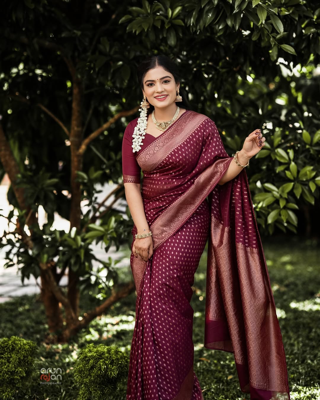 Wedding Maroon Color Soft Silk Saree With Blouse Piece