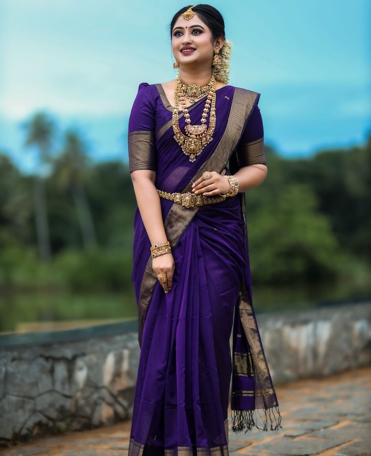 Stylish Blue Cotton Silk Saree