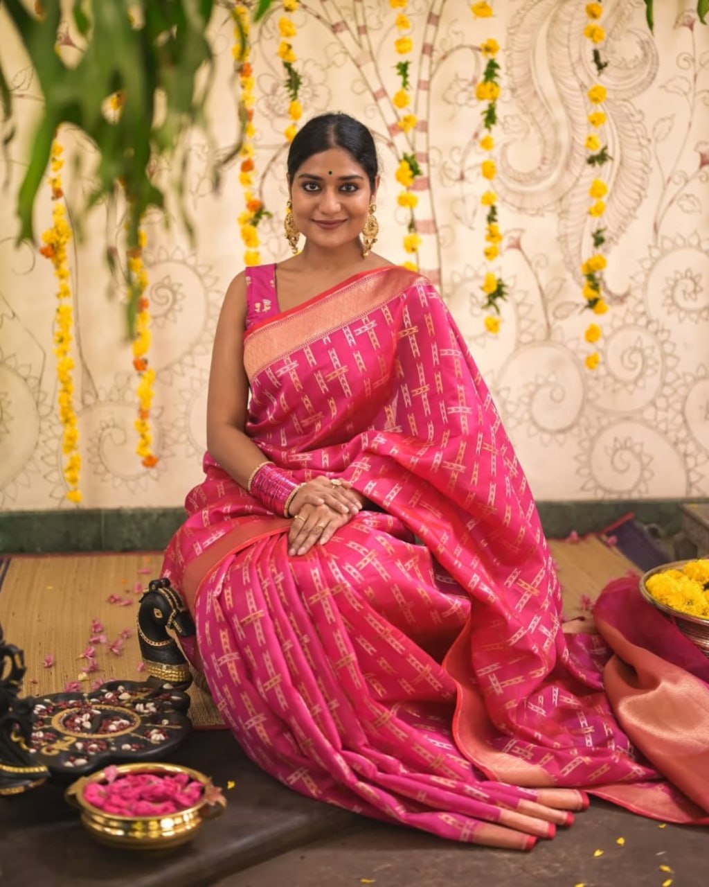 New Arrival Pink Color Soft Silk Saree With Blouse Piece