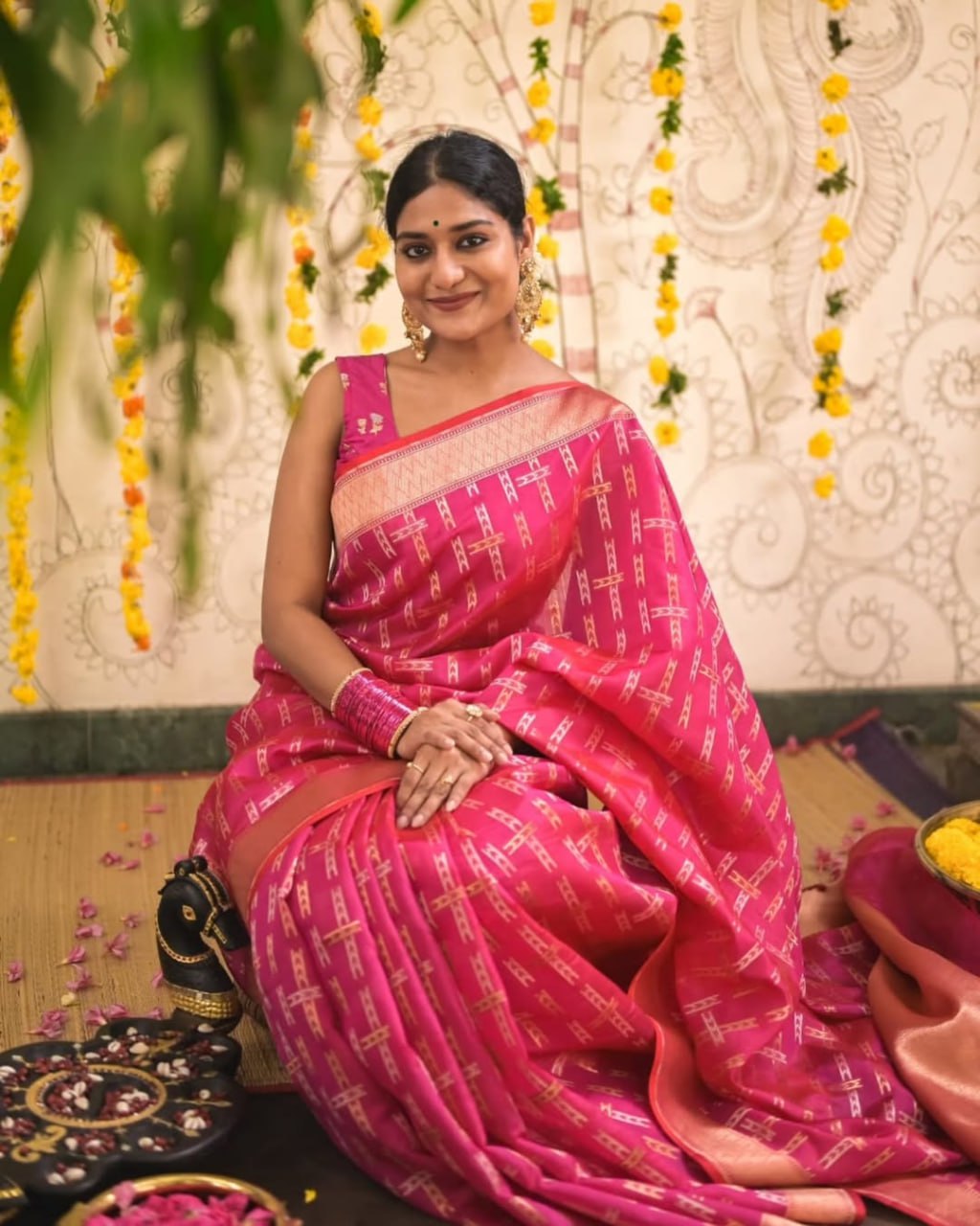 New Arrival Pink Color Soft Silk Saree With Blouse Piece