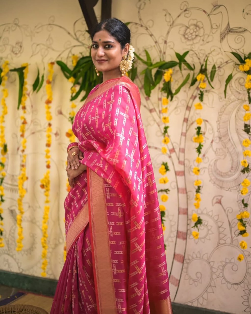New Arrival Pink Color Soft Silk Saree With Blouse Piece