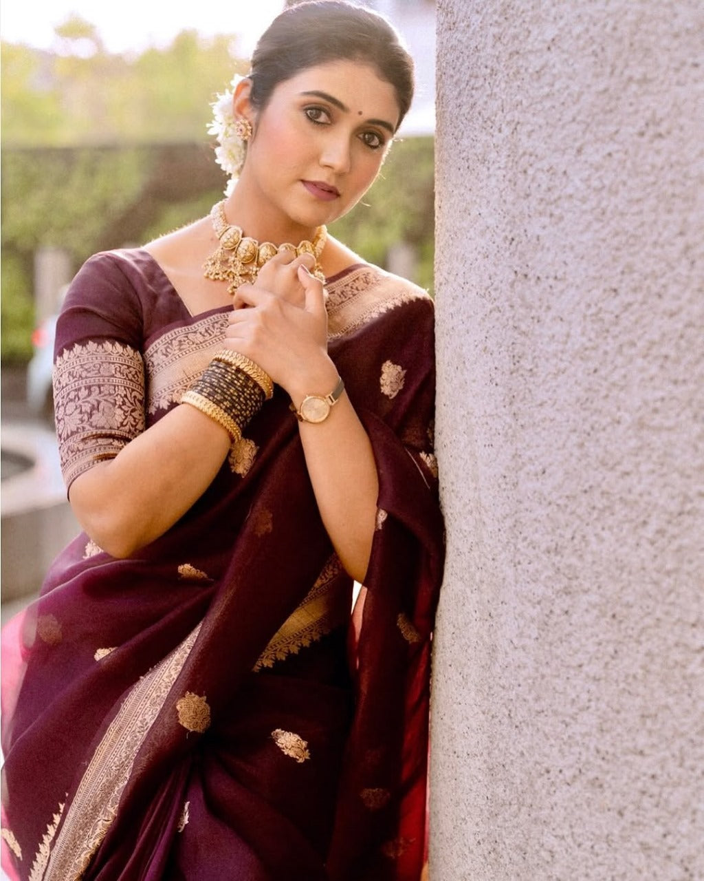 Unique Brown Color Soft Silk Saree With Blouse Piece