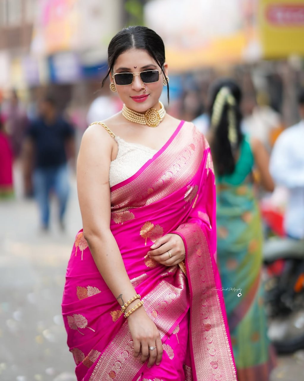 Eye Catching Pink Color Designer Silk Saree