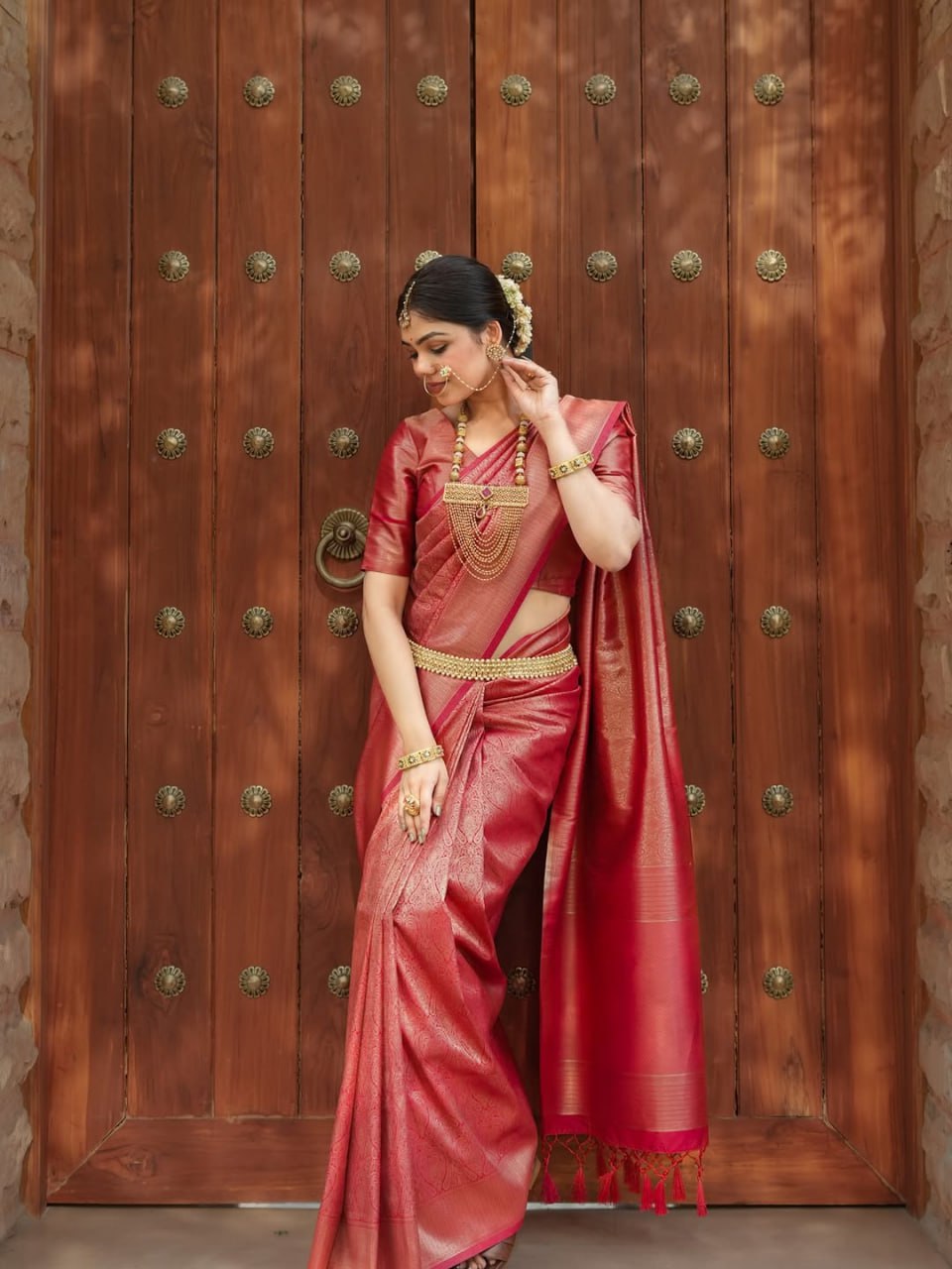 Wedding Red Color  Designer Silk Saree