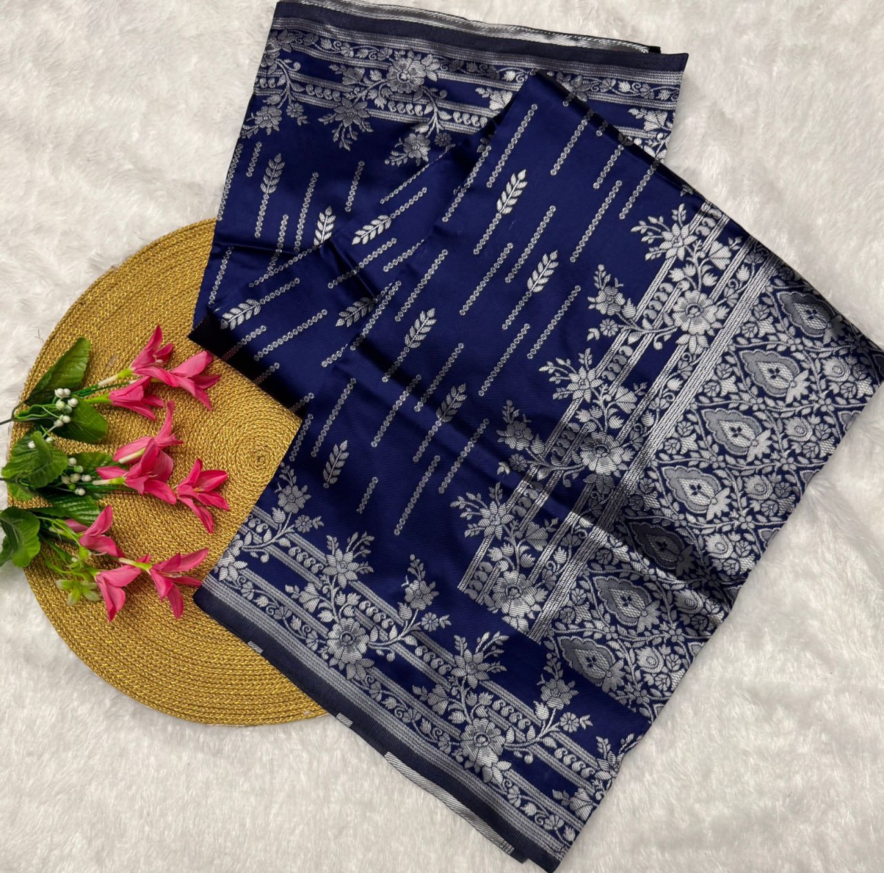 Attractive Blue Designer Silk Saree