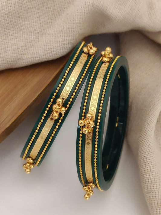 Antiq Green Color Chudi Plastic Ghughri Bangles