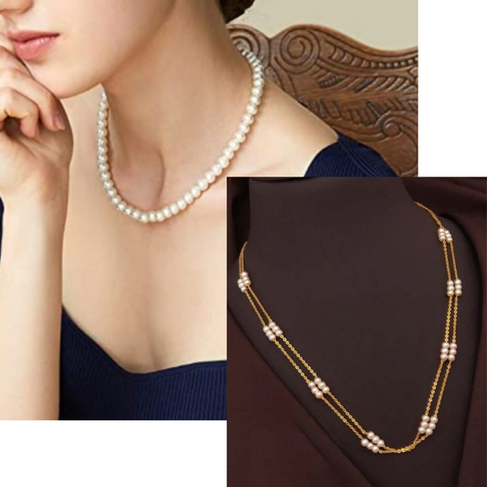 Get 2 Pearls Necklace In One Pack