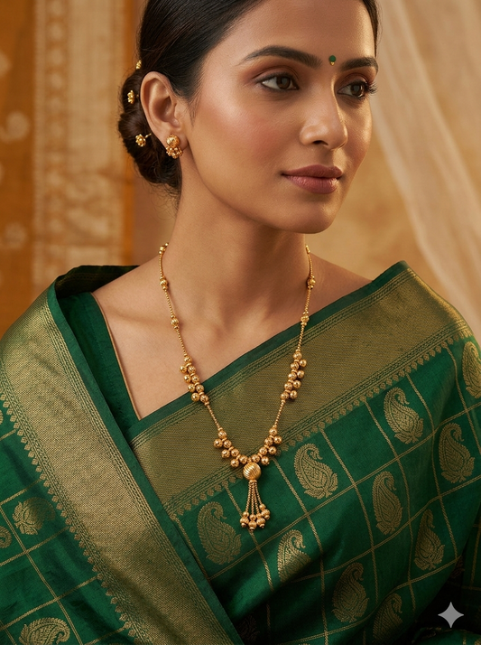 Traditional Brass Micro Polish With Ghughri Necklace