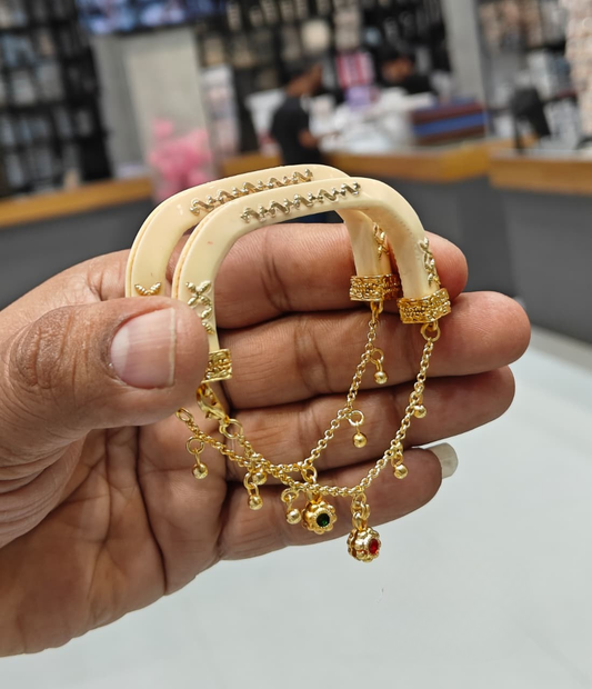 Designer White Plastic Ghugharu Bangles