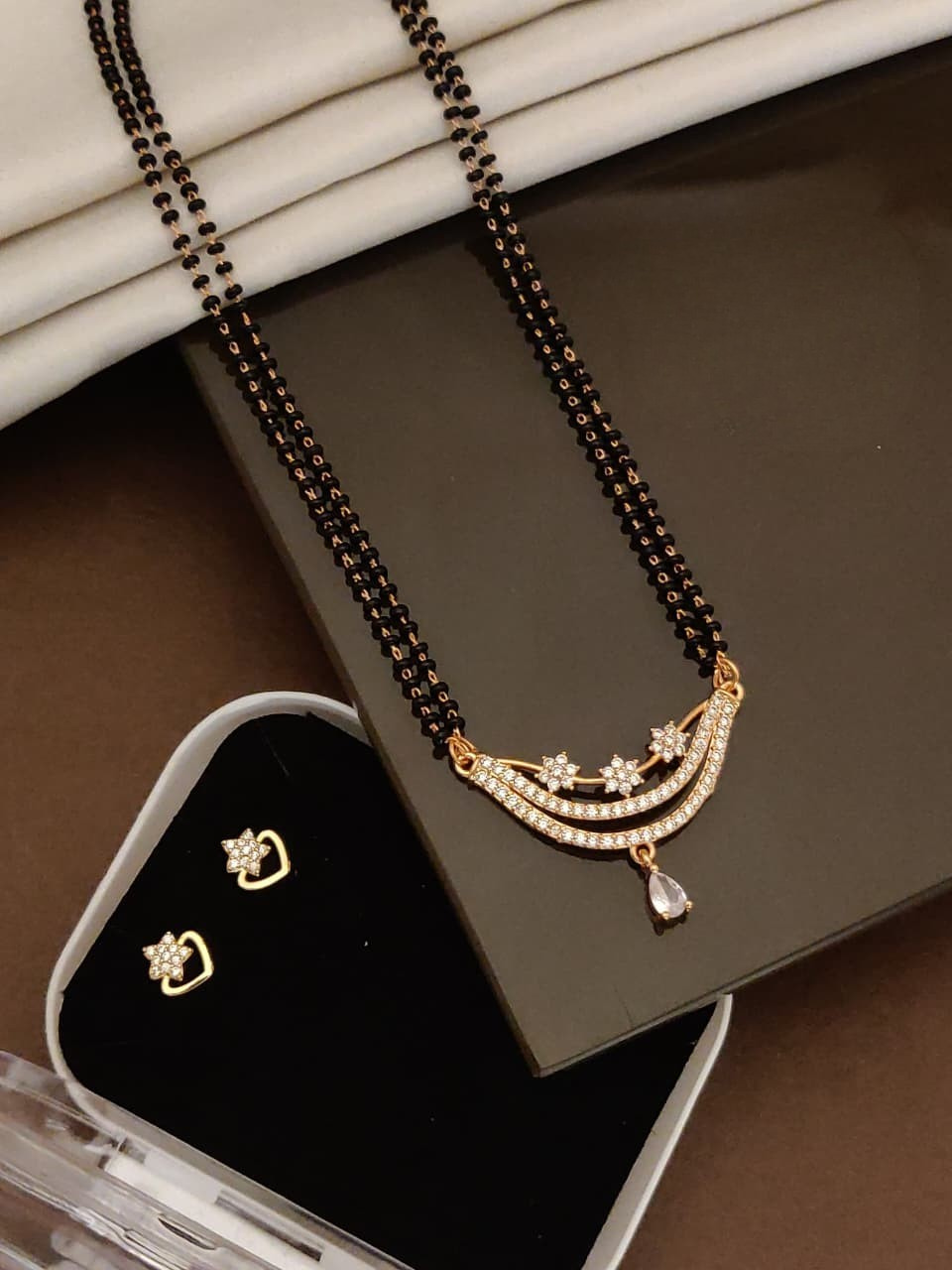 A.D. Diamond Mangalsutra With Earrings