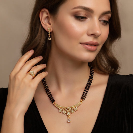 A.D. Diamond Mangalsutra With Earrings