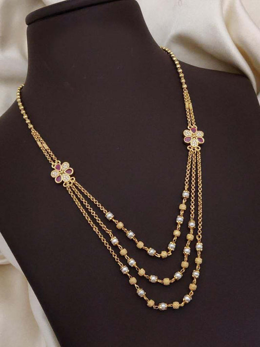 Women's Brass Gold Plated Fancy Mala like har