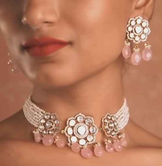 Traditional Pearl Beaded Stylish Moti Choker set