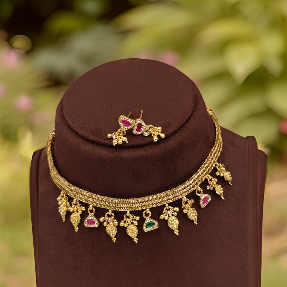Traditional Brass High Gold Designer Choker Set