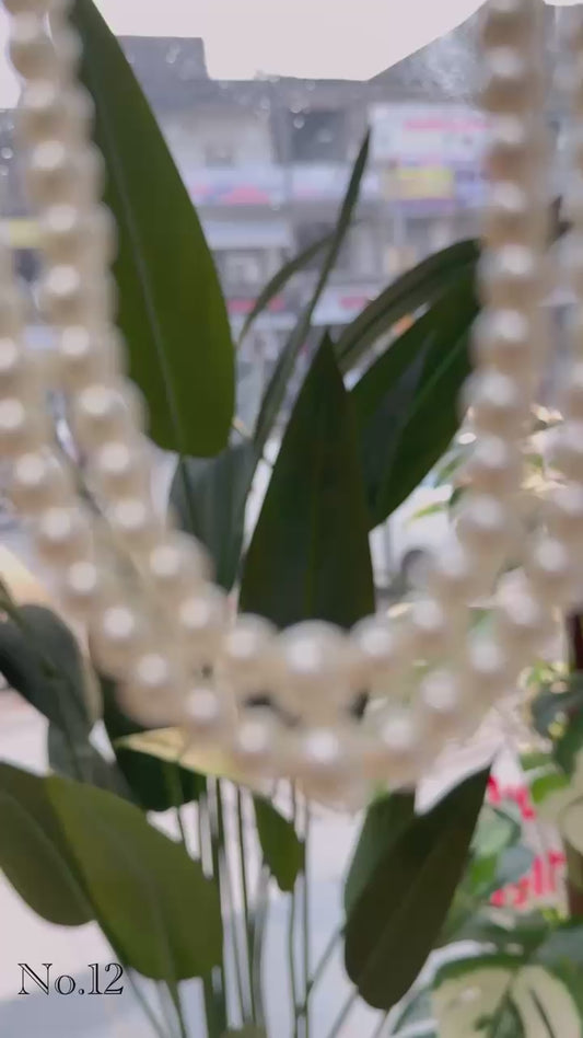 2 Line White Pearls Mala With Earrings